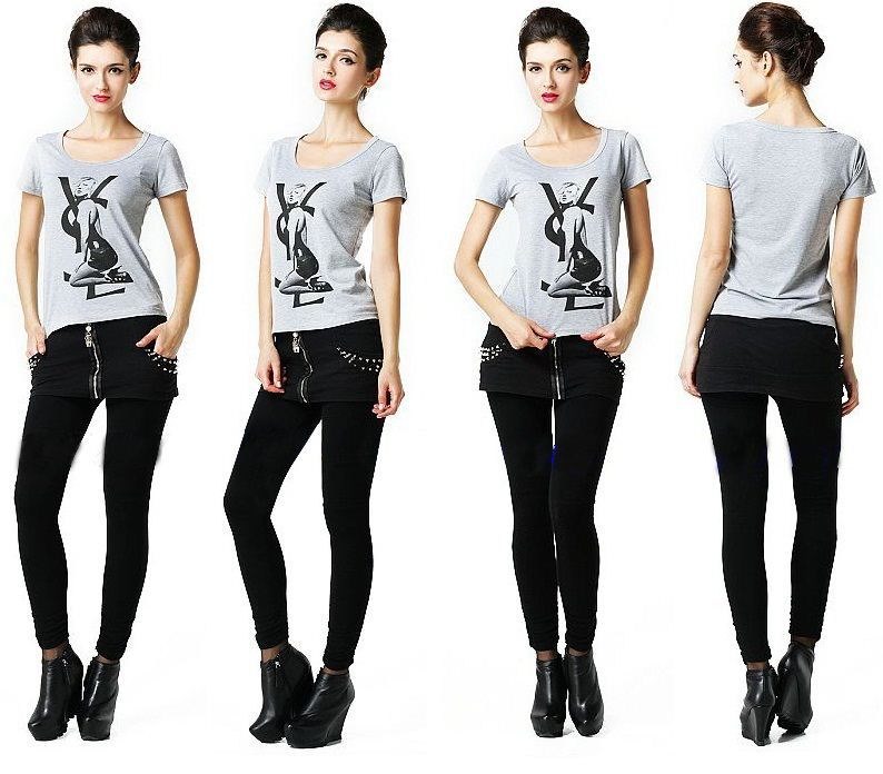 YSL short round collar T woman S-XL-252